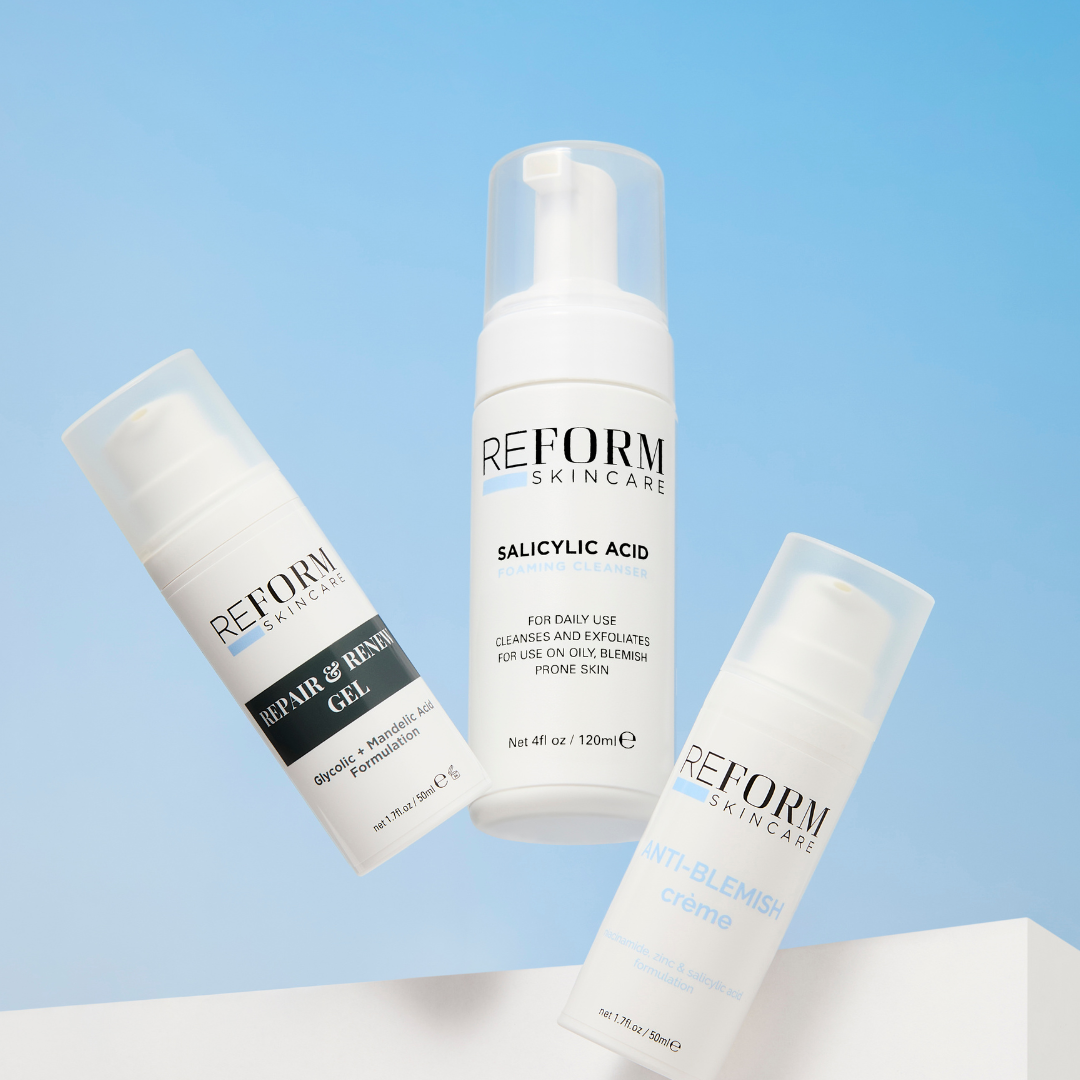 Reform Skincare Anti Blemish Kit for acne-prone skin, complete facial treatment for clear complexion