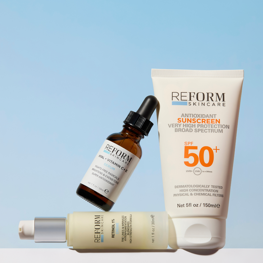 Reform Skincare Dry Ageing Skin Essentials kit for mature skin, complete anti-ageing routine for hydration and wrinkle reduction
