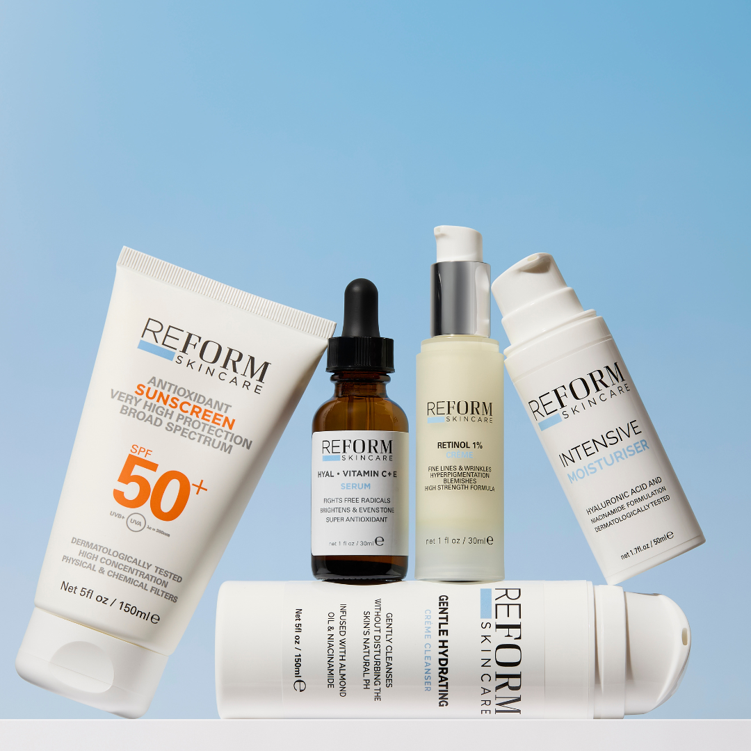 Reform Skincare Dry Ageing Skin Essentials kit for mature skin, complete anti-ageing routine for hydration and wrinkle reduction